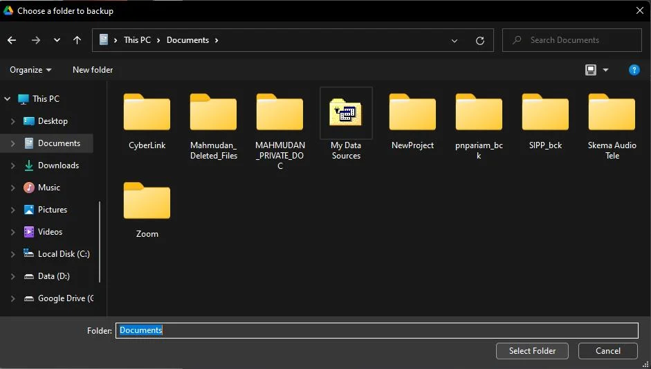 Automatic Data Backup with Google Drivee -Easy and Safen 5 pemilih-folder
