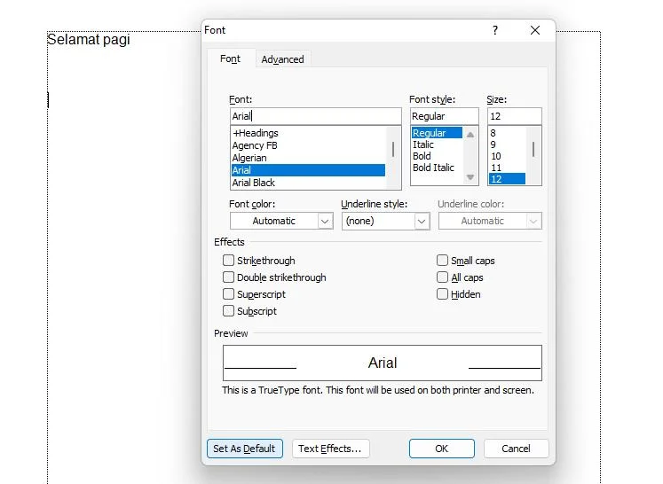 seQuick Steps to Change Word's Default Font pilih font untuk mengubah font word