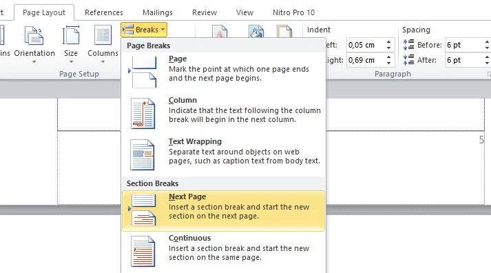Panduan Membuat Nomor Halaman di Word - 10 Tips Lengkap 6 menambahkan breaks