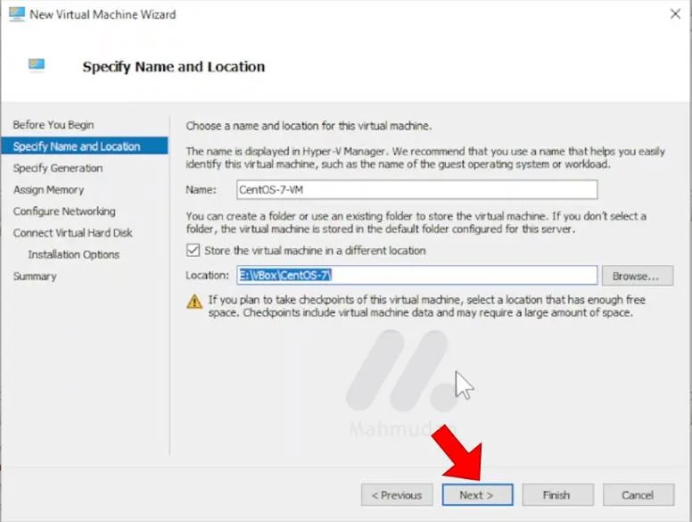 How to Create a CentOS-7 Virtual Machine with Hyper-Vnean Hyper-V 4 menentukan nama dan lokasi mesin virtual