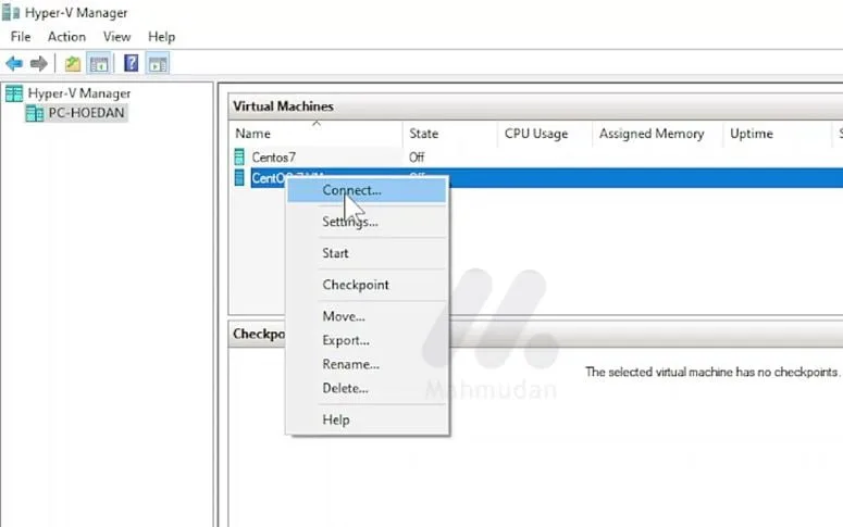 How to Create a CentOS-7 Virtual Machine with Hyper-V-V 17 menhubungkan mesin virtual CentOS-7