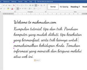 tulisan tangan di word